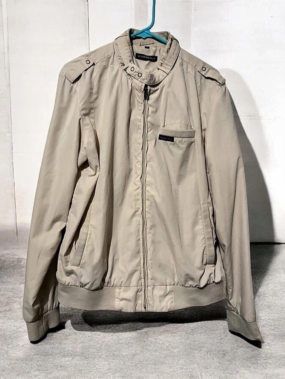 Members Only Classic Iconic Racer Jacket in Beige